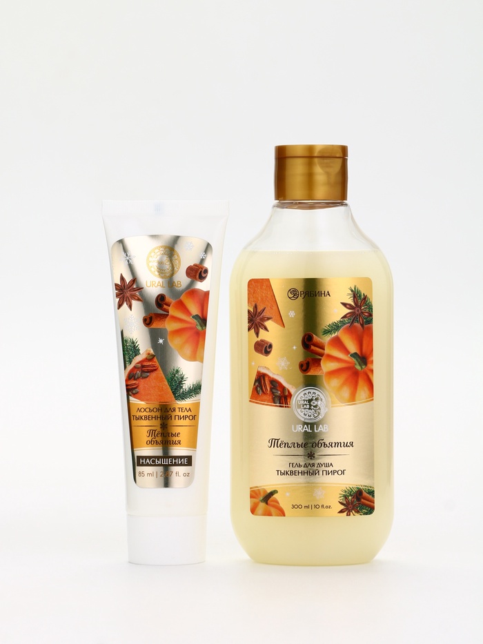 Подарочный набор новогодний «Тёплые объятия», гель для душа 300 мл и лосьон для тела 85 мл, URAL LAB