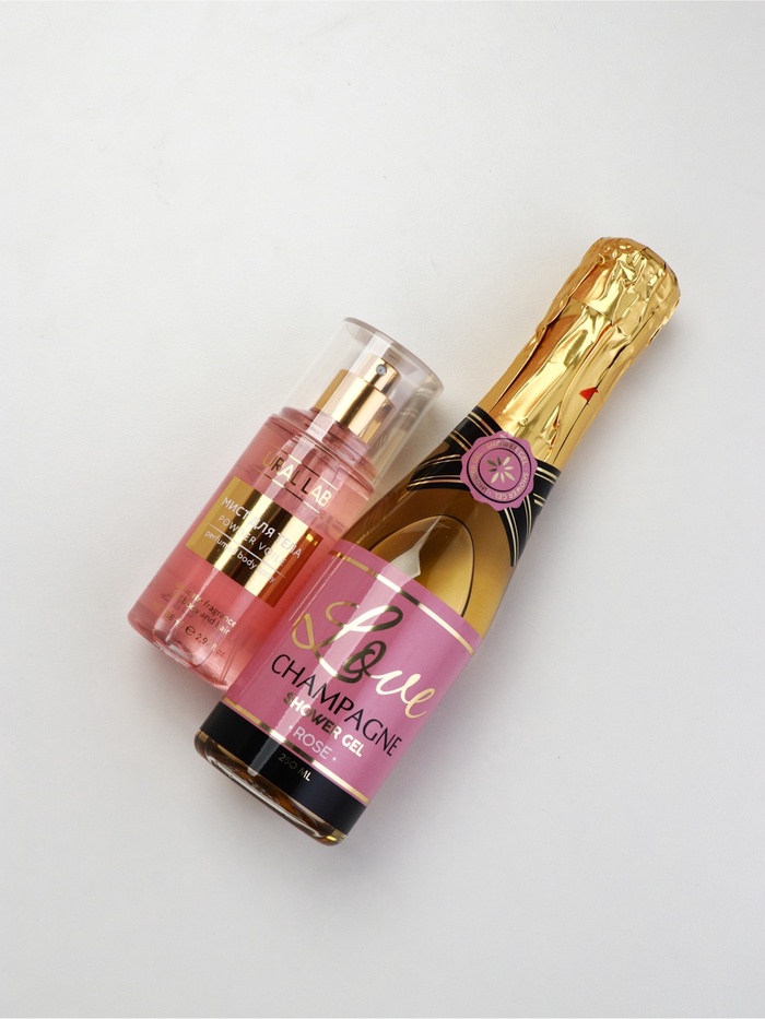 Подарочный набор «Любовь», гель для душа шампанское и мист для тела, Чистое Счастье