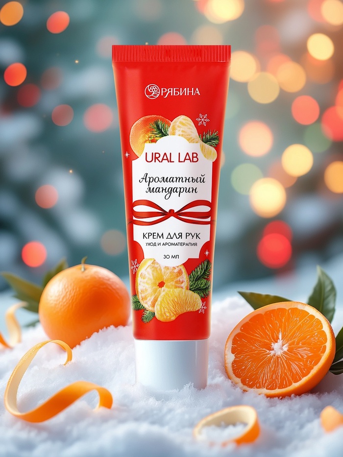Крем для рук новогодний с ароматом мандарина, 30 мл, URAL LAB