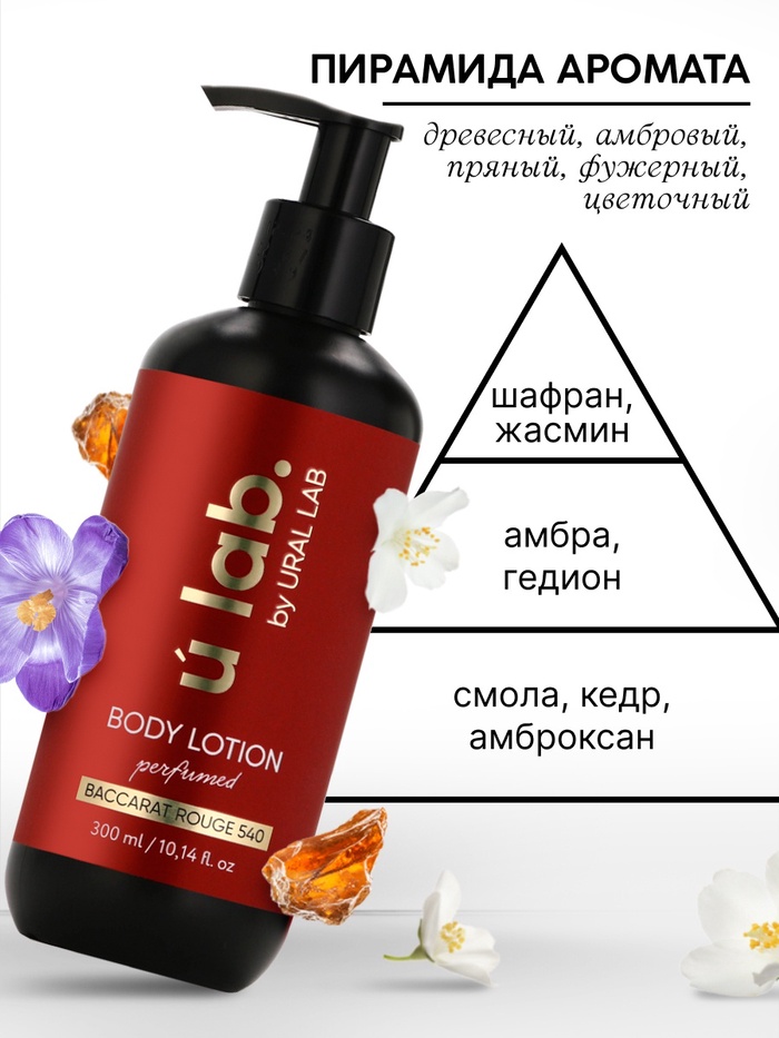 Крем для тела парфюмированный Baccarat Rouge, 300 мл, ULAB