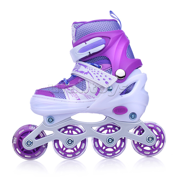 Ролики детские, размер S, фиолетовый (со шлемом и защитным снаряжением)