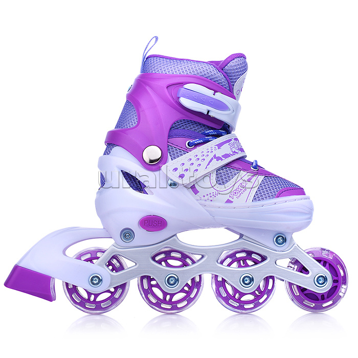 Ролики детские, размер M, фиолетовый (со шлемом и защитным снаряжением)