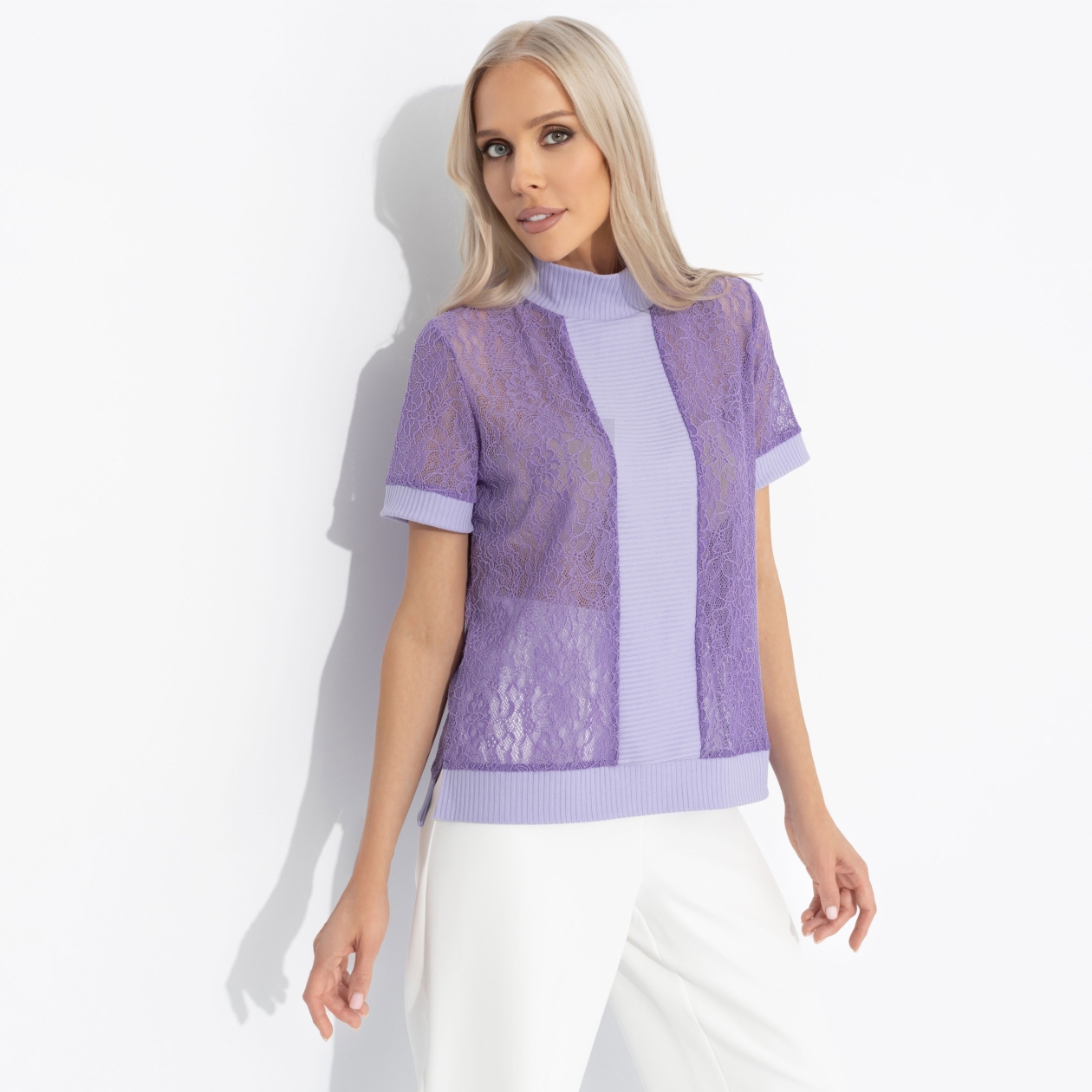 СТ. ЦЕНА 1390 руб//Футболка комбинированная, Фирменное приветствие (сиреневый)