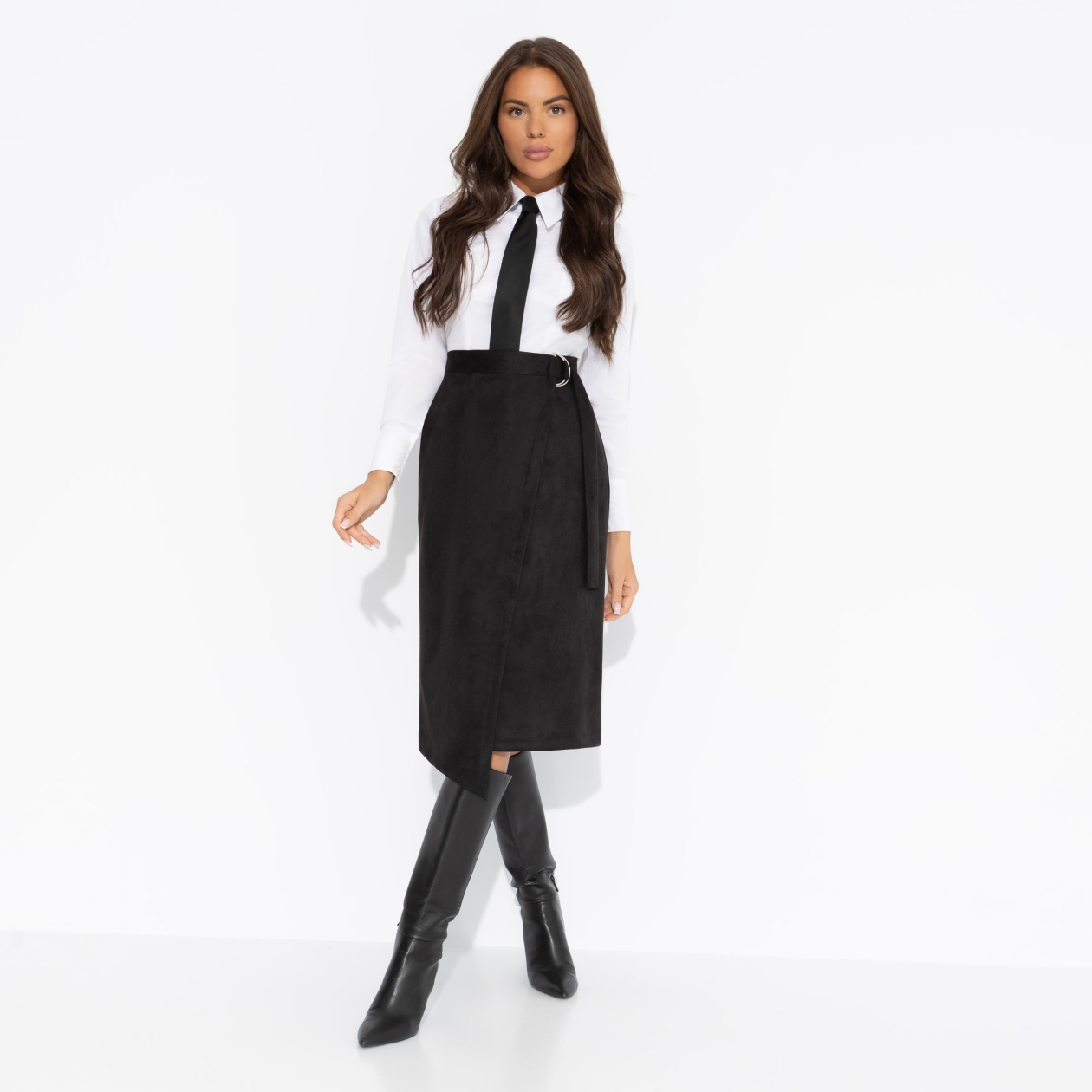 СТ. ЦЕНА 1690 руб//Юбка из мягкой замши, Дерзкие фантазии (чёрная)