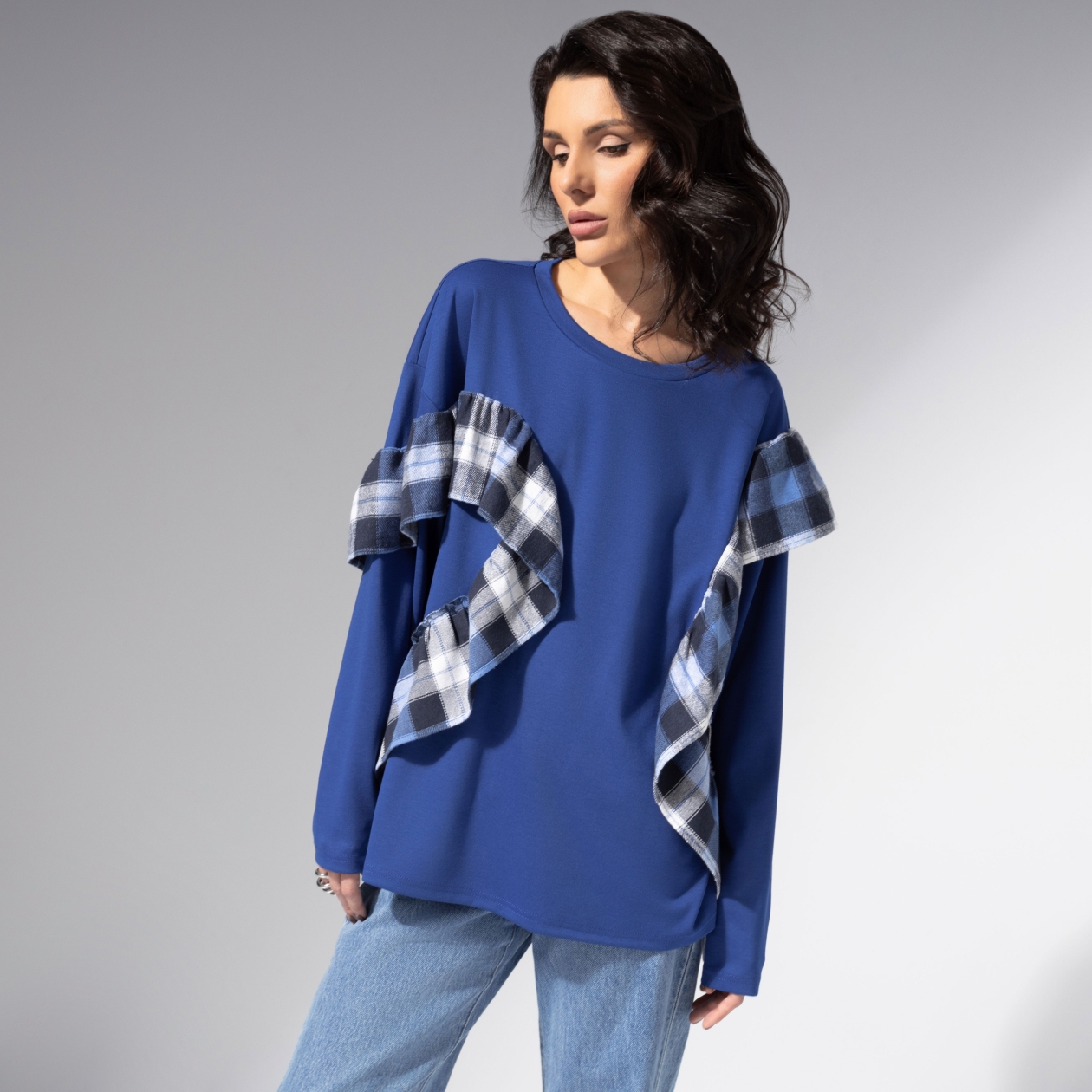 СТ. ЦЕНА 2590 руб//Лонгслив дизайнерский, Гардеробная магия (синий)