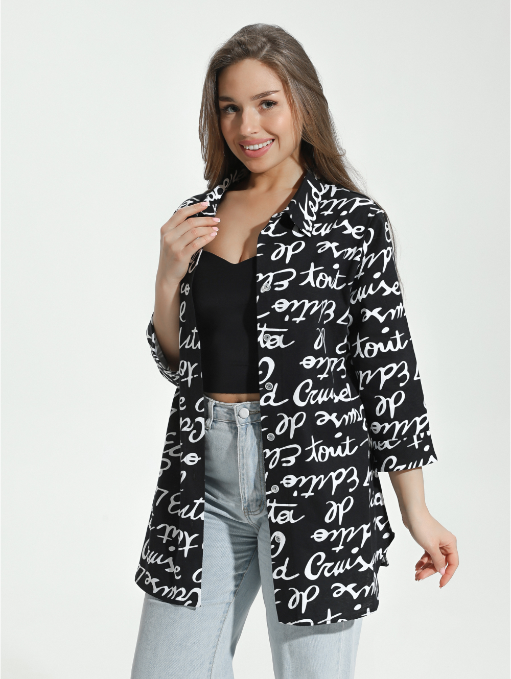 Жанетта туника женская (буквы на черном)