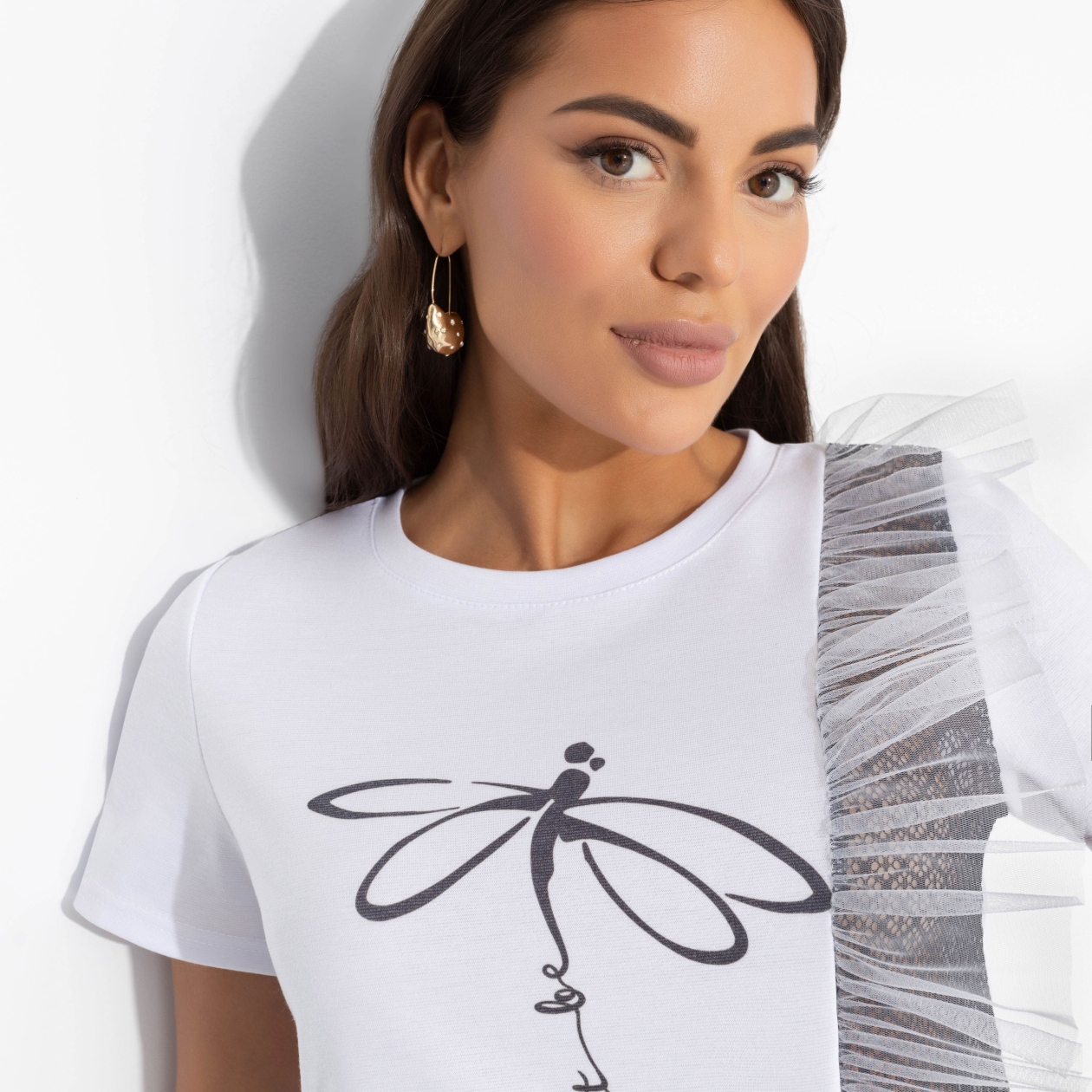 СТ. ЦЕНА 1250 руб//Футболка комбинированная с декором, Завоюй меня (дуэт)