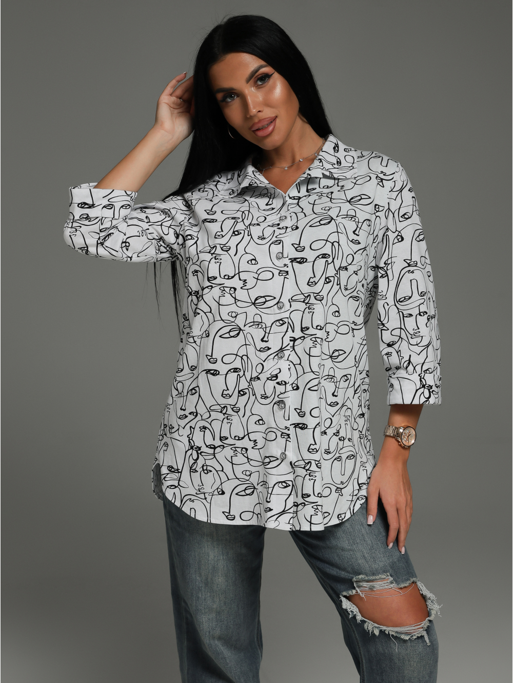 Жанетта туника женская (графика белая)