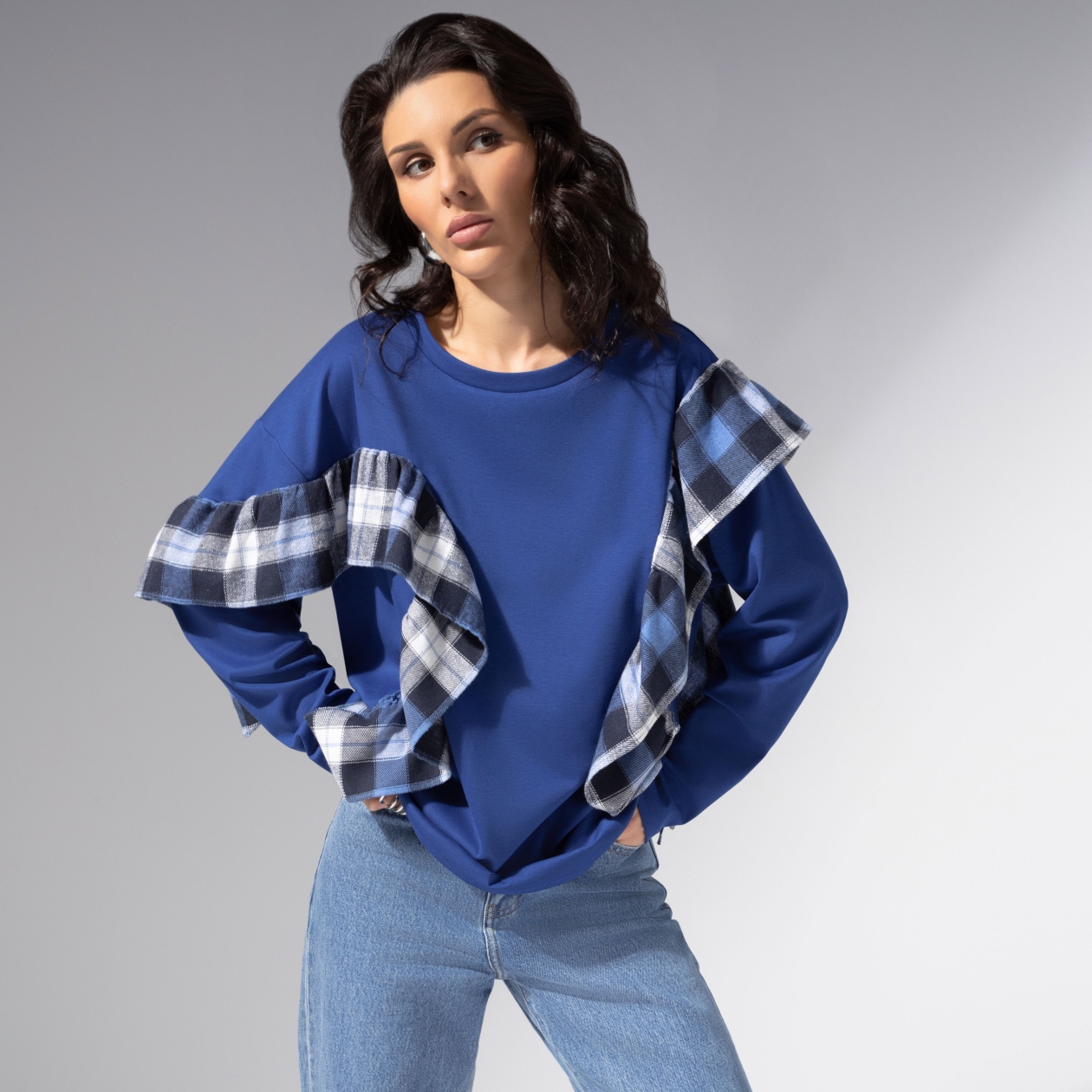 СТ. ЦЕНА 2590 руб//Лонгслив дизайнерский, Гардеробная магия (синий)