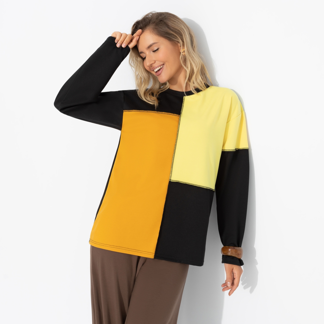 СТ. ЦЕНА 1350 руб//Лонгслив со швами наружу, Идеальная гармония (оранжевая)