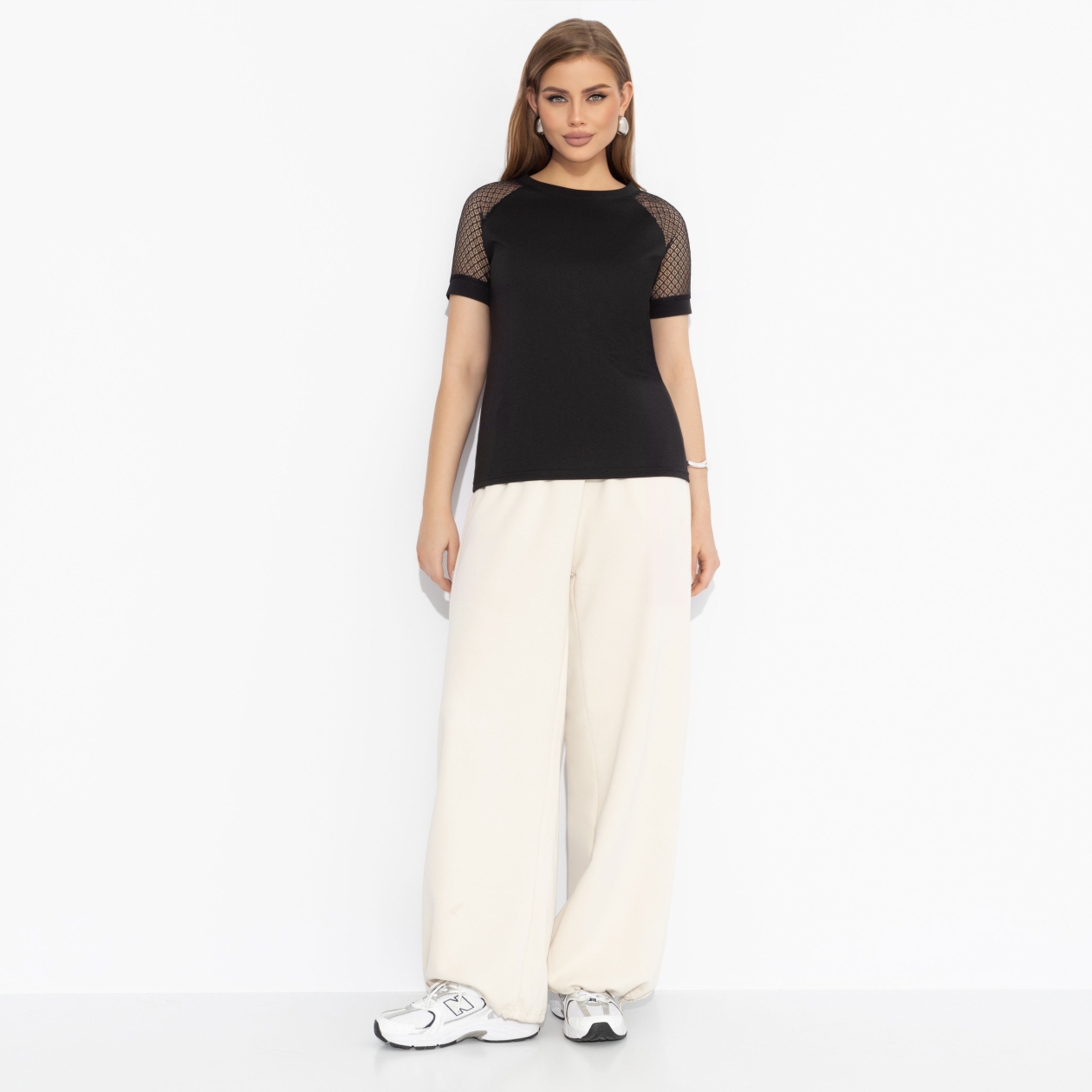 СТ. ЦЕНА 1390 руб//Футболка комбинированная с гипюром, Талант перемен (тайна)