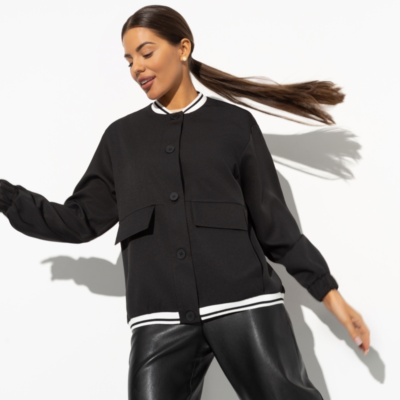 СТ. ЦЕНА 1590 руб//Бомбер с карманами, Бунтарка (black)