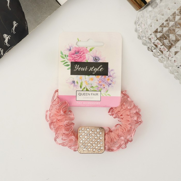 Резинка для волос QF «Мюриэль», изыск ромб, 5 см, красная