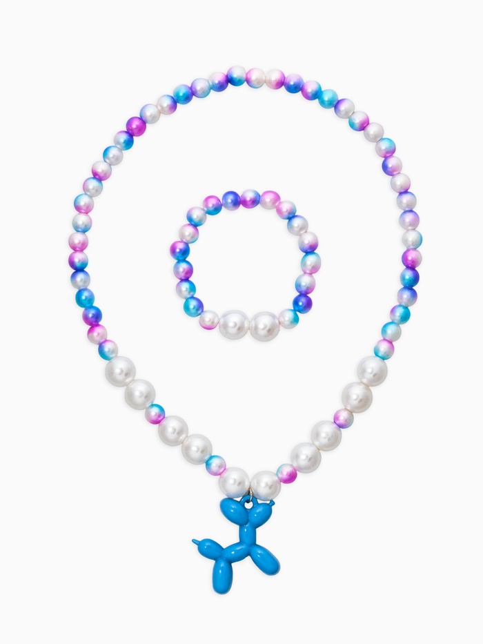 Набор детский «Выбражулька. Собака», 2 предмета: бусы, браслет, бело-голубой