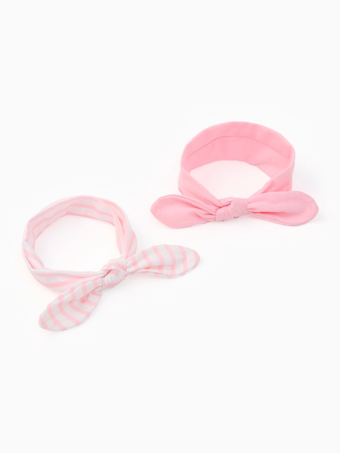 Повязки на голову для девочки «Крошка Я. Полоска», 2 шт., размер 46-48, розовая, белая