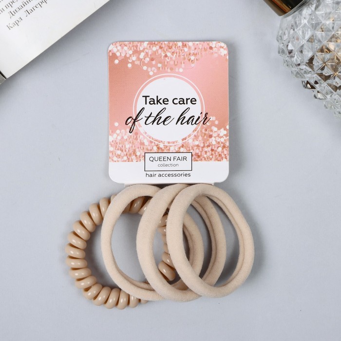 Резинки для волос QF «Василиса», набор 4 шт., классика, 4 см, МИКС
