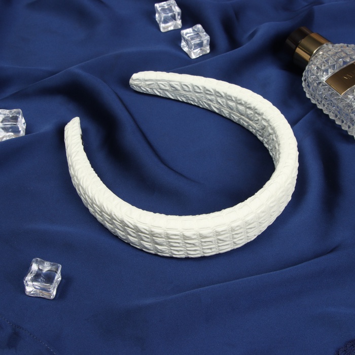 Ободок для волос QF «Жаннет», клетка объём, 3 см, бежевый