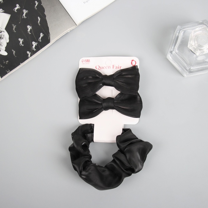 Набор для волос «Фелиция», 3 шт.: резинка 7 см, 2 зажима 6.5 см, классика. чёрный