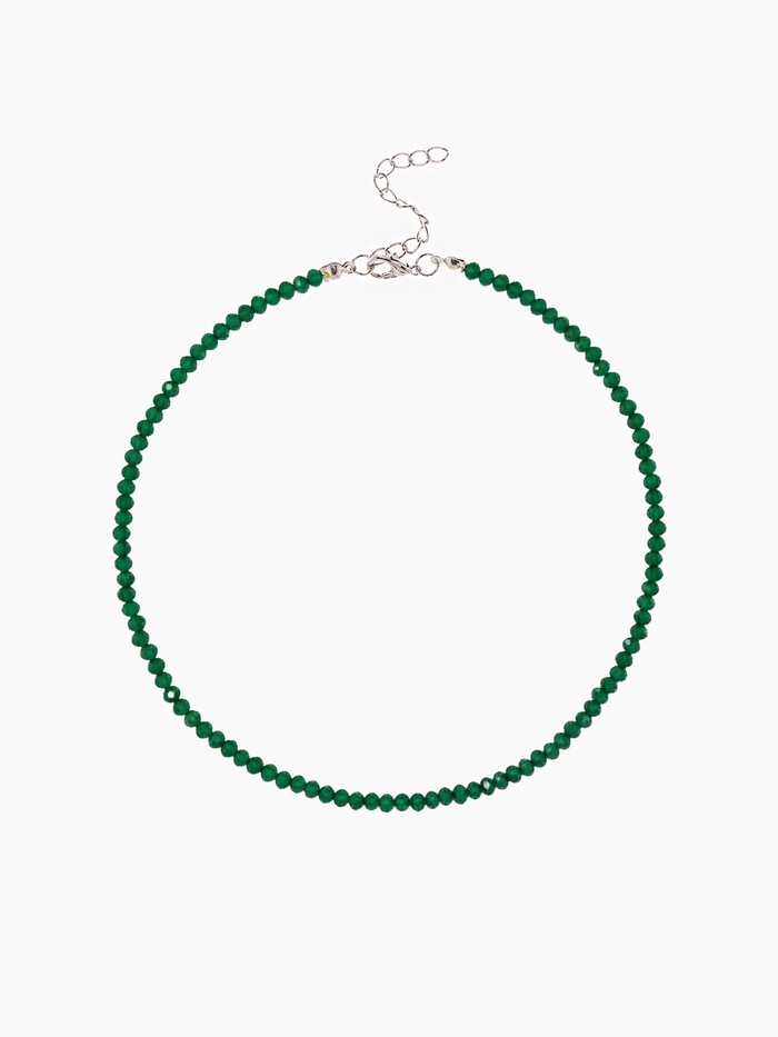 Чокер из бисера «Хрусталь», зелёный в серебре, 36 см + 5 см доп, цепочка