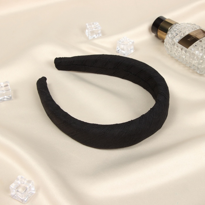 Ободок для волос QF «Жаннет», классик текстура, 3 см, чёрный