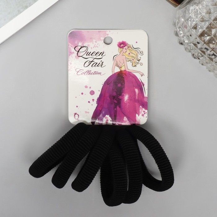 Резинки для волос QF «Вивьен», набор 6 шт., загадка, 4 см, чёрная