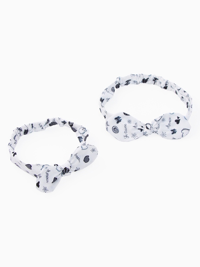 Повязки на голову для мамы и дочки «Крошка Я» Amour, 2 шт., белые, чёрные