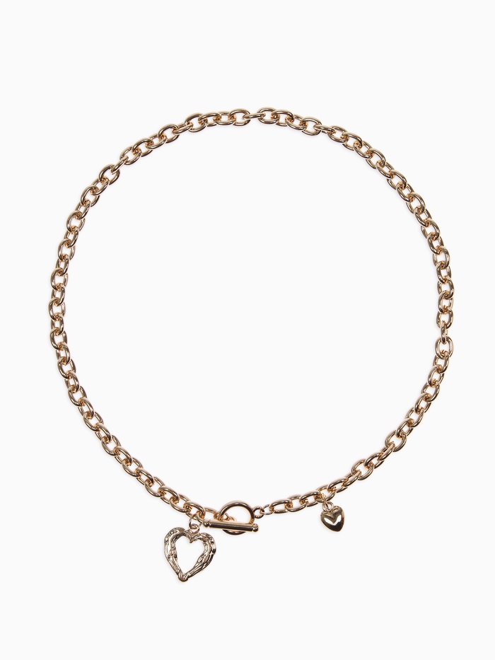 Кулон «Цепь» сердце из коры, цвет золото, 46 см