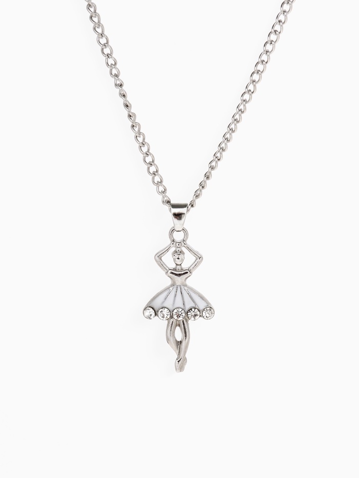 Кулон на цепочке «Балерина», белый в серебре, 45 см