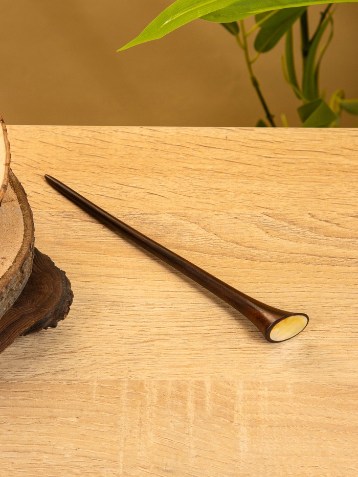 Шпилька для волос, 20 см, дерево Соно, ракушка, тёмно-коричневая