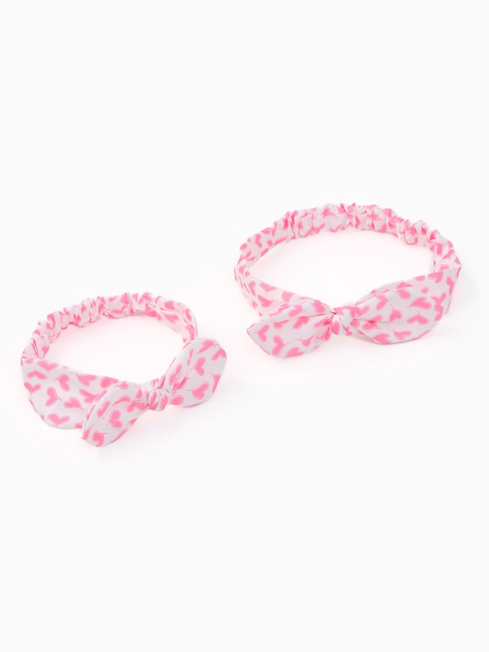 Повязки на голову для мамы и дочки «Крошка Я» Love you, 2 шт., белые, розовые