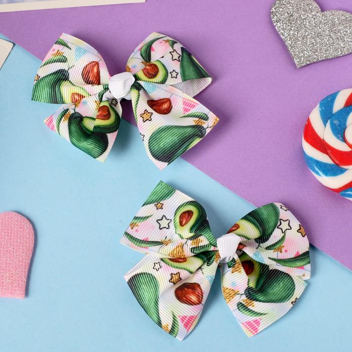 Зажимы для волос Выбражулька «Бантик Авокадик», набор 2 шт., 4.5 см