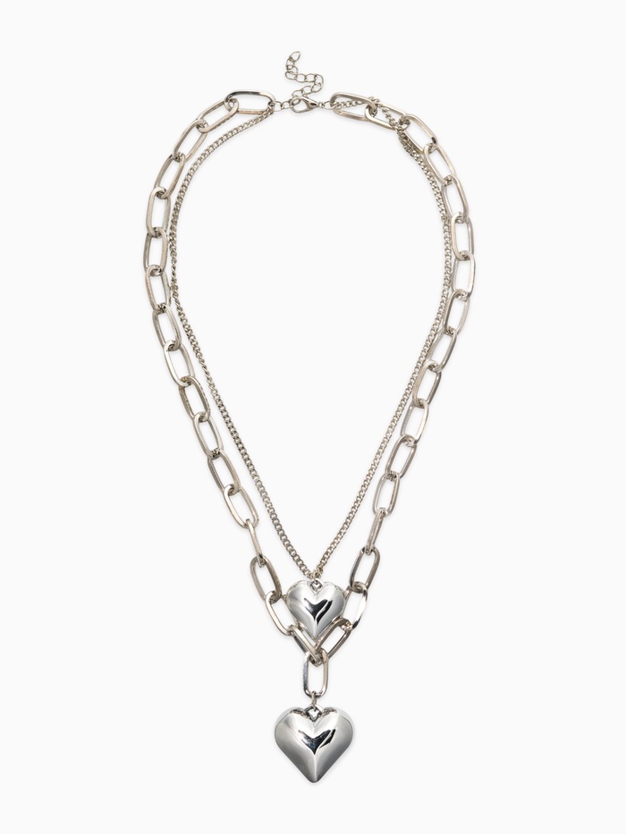 Кулон на цепочке «Сердечки», 2 яруса, цвет серебро