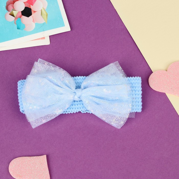 Повязка для волос Выбражулька «Выбражулька», прозрачный бант звёзды, 16×3 см, голубая