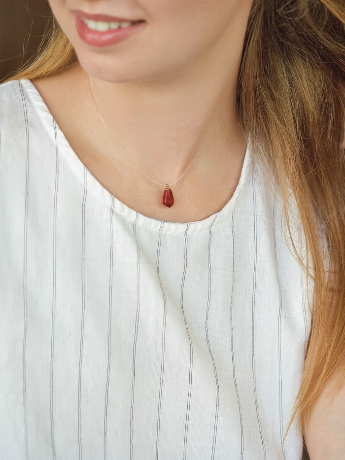 Кулон на леске «Гранат», бордовый в золоте, 33 см + 5 см доп, цепочка
