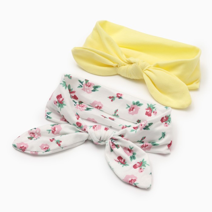 Повязки на голову для девочки «Крошка Я. Цветочек», 2 шт., размер 48, жёлтая, белая