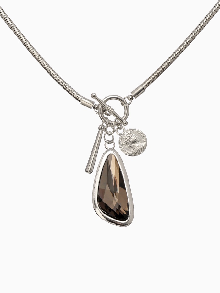 Кулон на цепочке «Стиль. Капля», серый в серебре