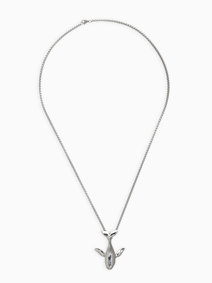 Кулон «Кит», цвет чернёное серебро, 70 см