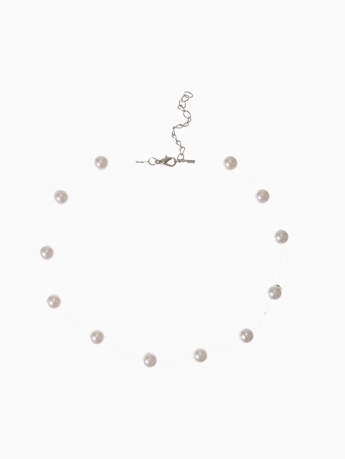 Бусы на леске «Жемчуг» шар №8, белые в серебре, 30 см