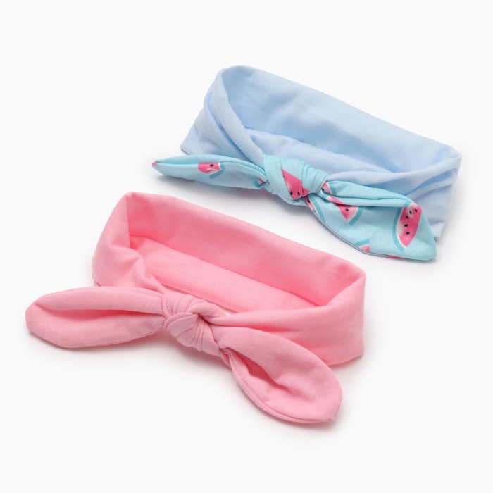 Повязки на голову для девочки «Крошка Я. Арбузик», 2 шт., размер 46-48, розовая, голубая
