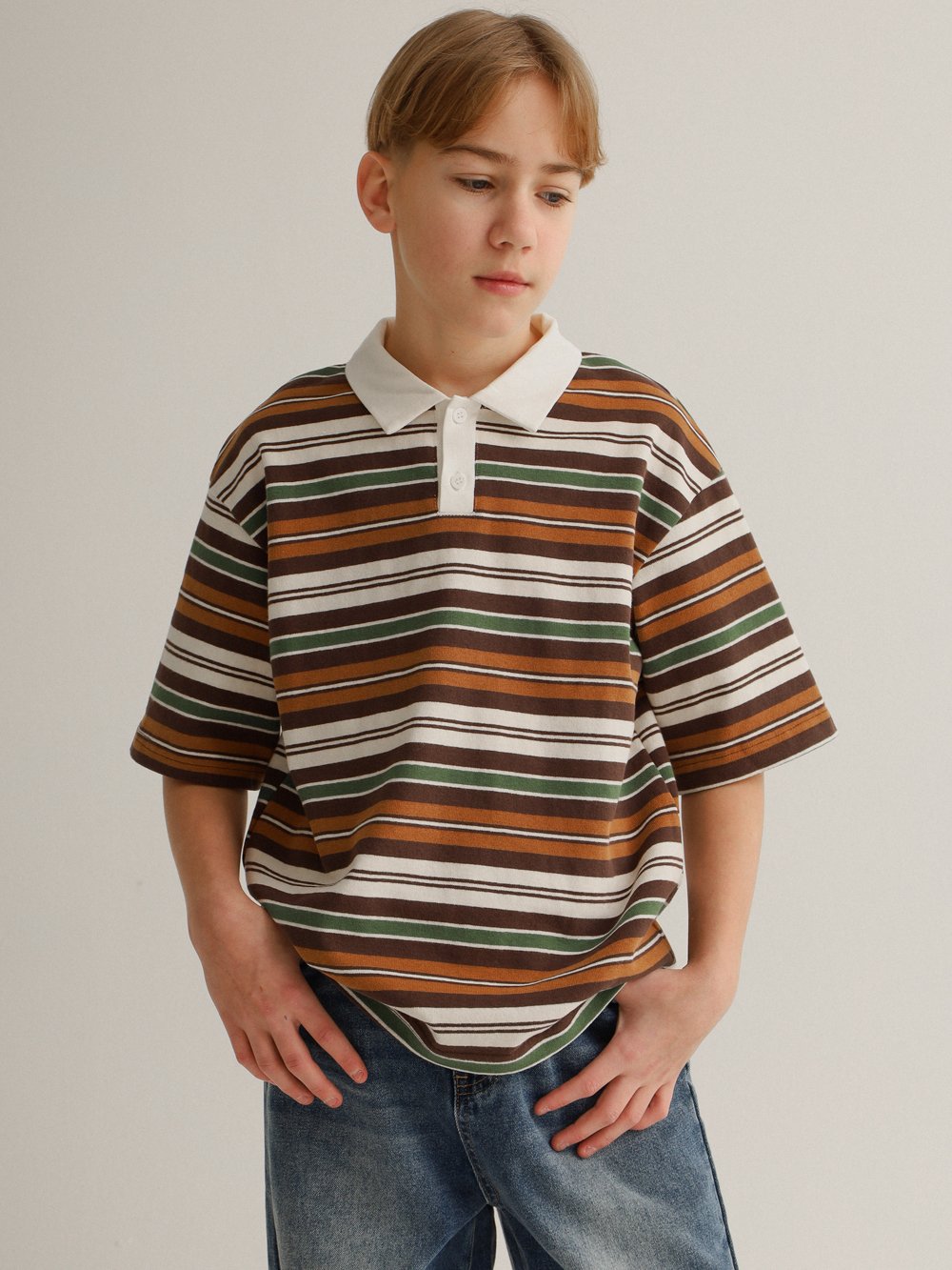 Футболка-поло Полоска тофу-эспрессо