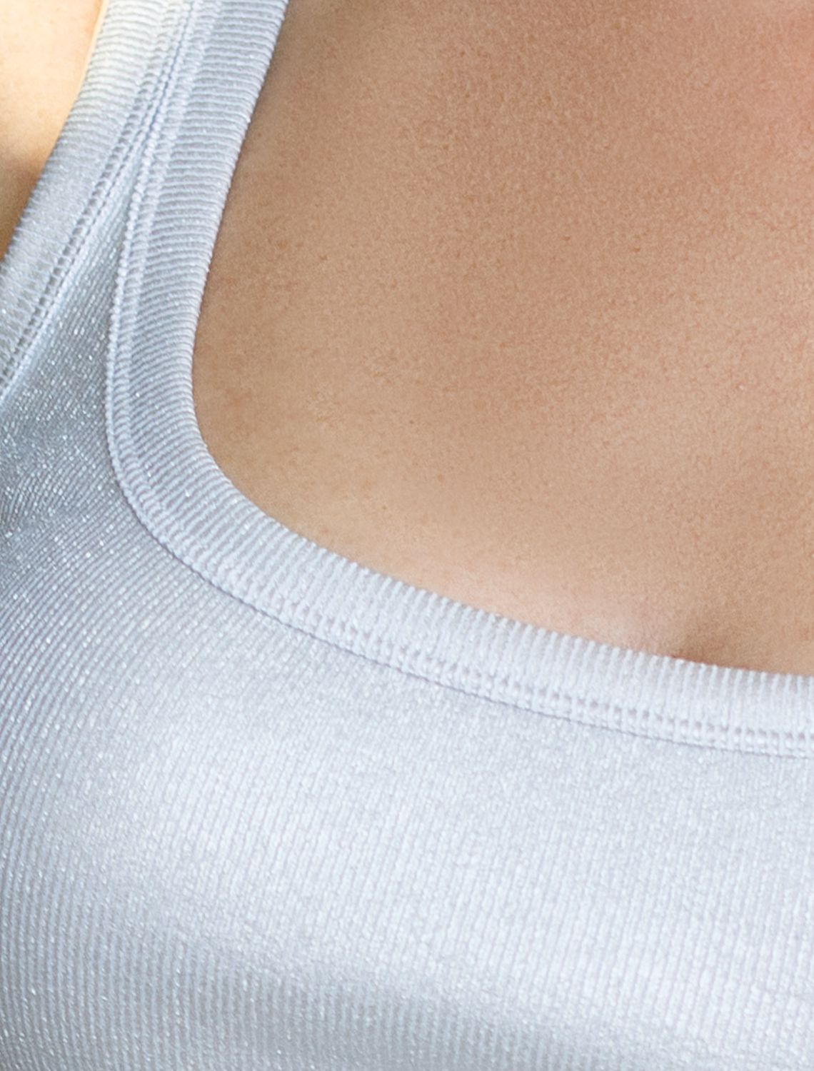 Топ в рубчик с широкими лямками с матовым покрытием металлик из хлопка с эластаном