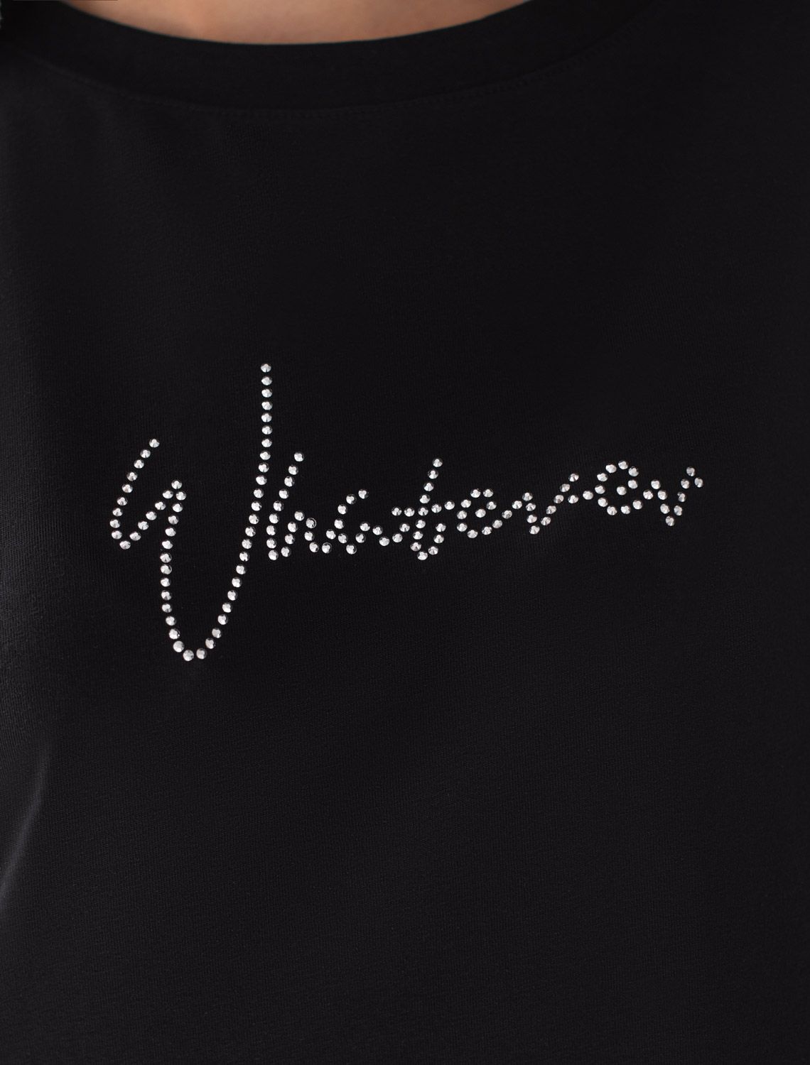 Футболка оверсайз с принтом стразами из премиального хлопка с эластаном
