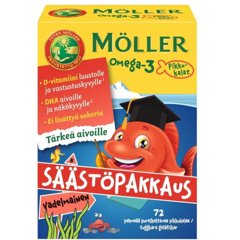 Рыбий жир Омега3 moller для детей вкус малина 72 шт