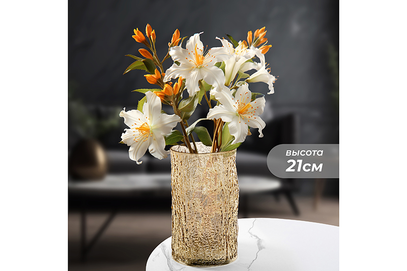 БЫЛО 1463 руб! Ваза 14*14*21 см 2 л, коричневый, стекло