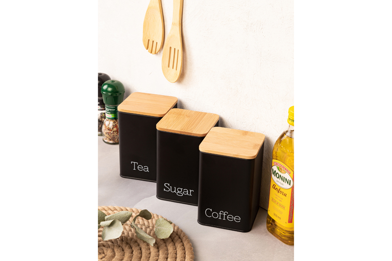 БЫЛО 1720 руб!! Набор банок д/сыпучих продуктов 3 пр. 1,1 л 9,5*9,5*14,5 см