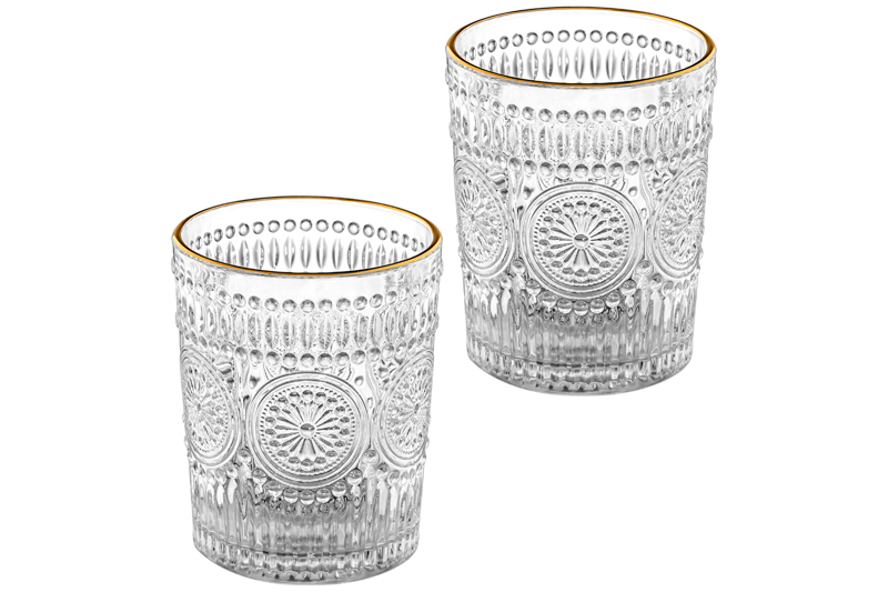 БЫЛО 456 руб!!! Набор 2 стаканов 300 мл 7,9*7,9*10 см с золотым кантом стекло