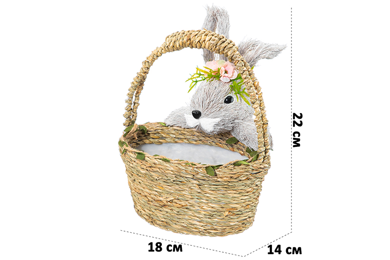 БЫЛО 1518 руб! Корзинка с кроликом 18*14*22 см