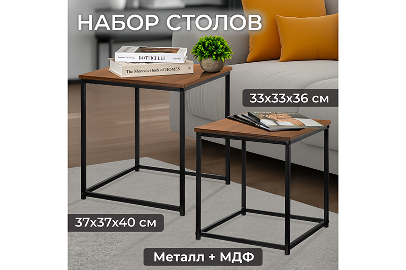 БЫЛО 3084 руб!! Набор журнальных столиков 2 пр. 37,5*37,5*40 см / 33,5*33,5*36 см