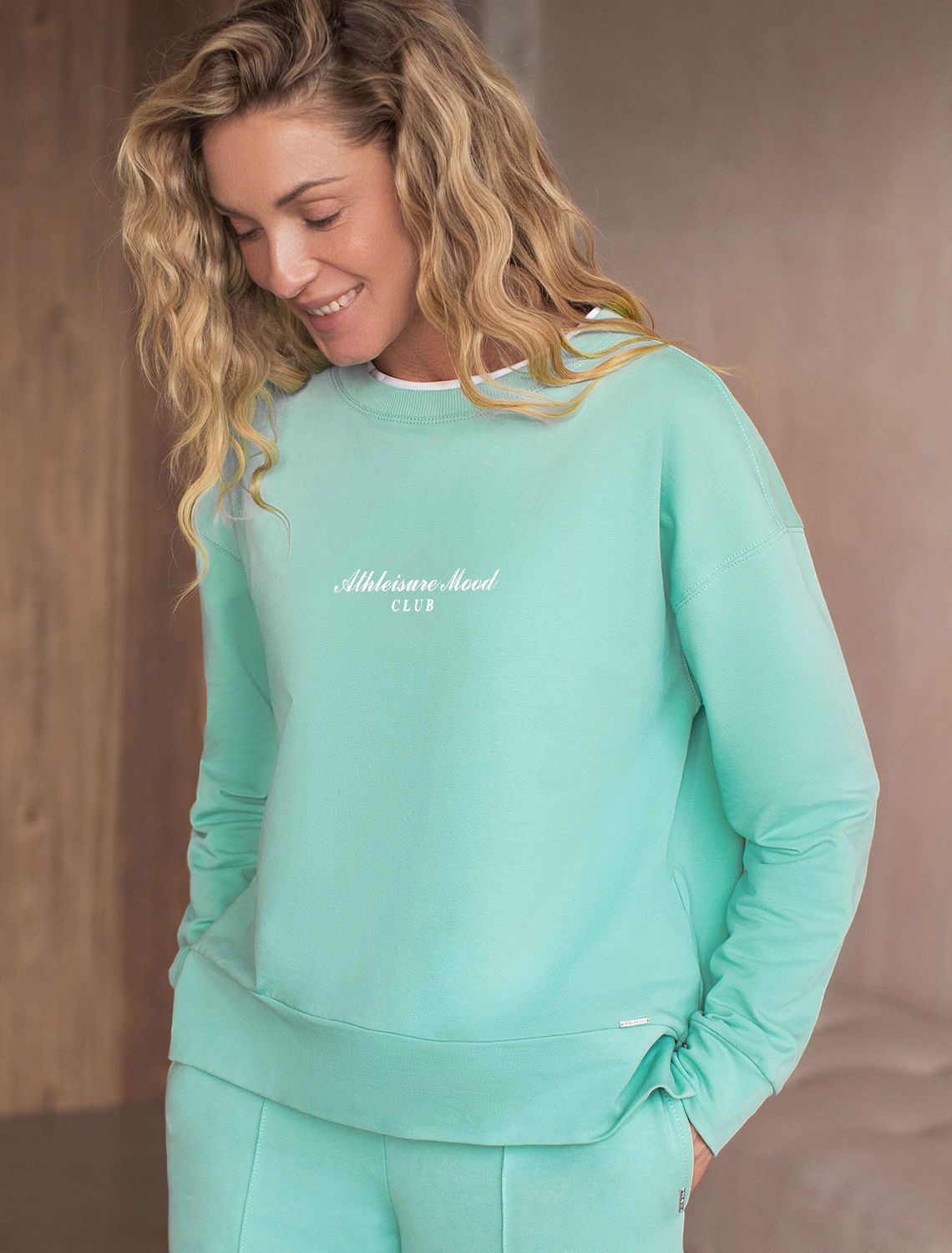 Свободный свитшот с принтом и разрезами из эластичного футера двухнитки без начеса