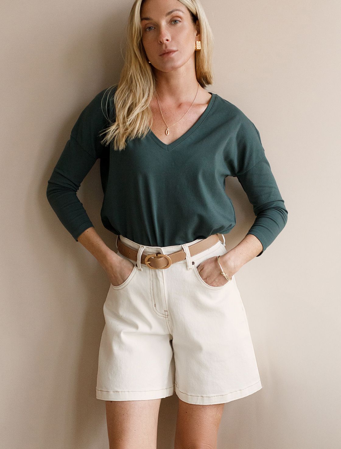 Шорты из эластичного денима